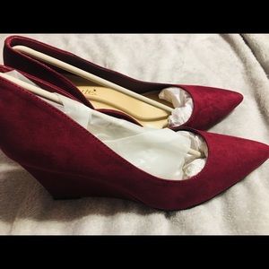 Sine Red Matte Pointed-Toe Wedges